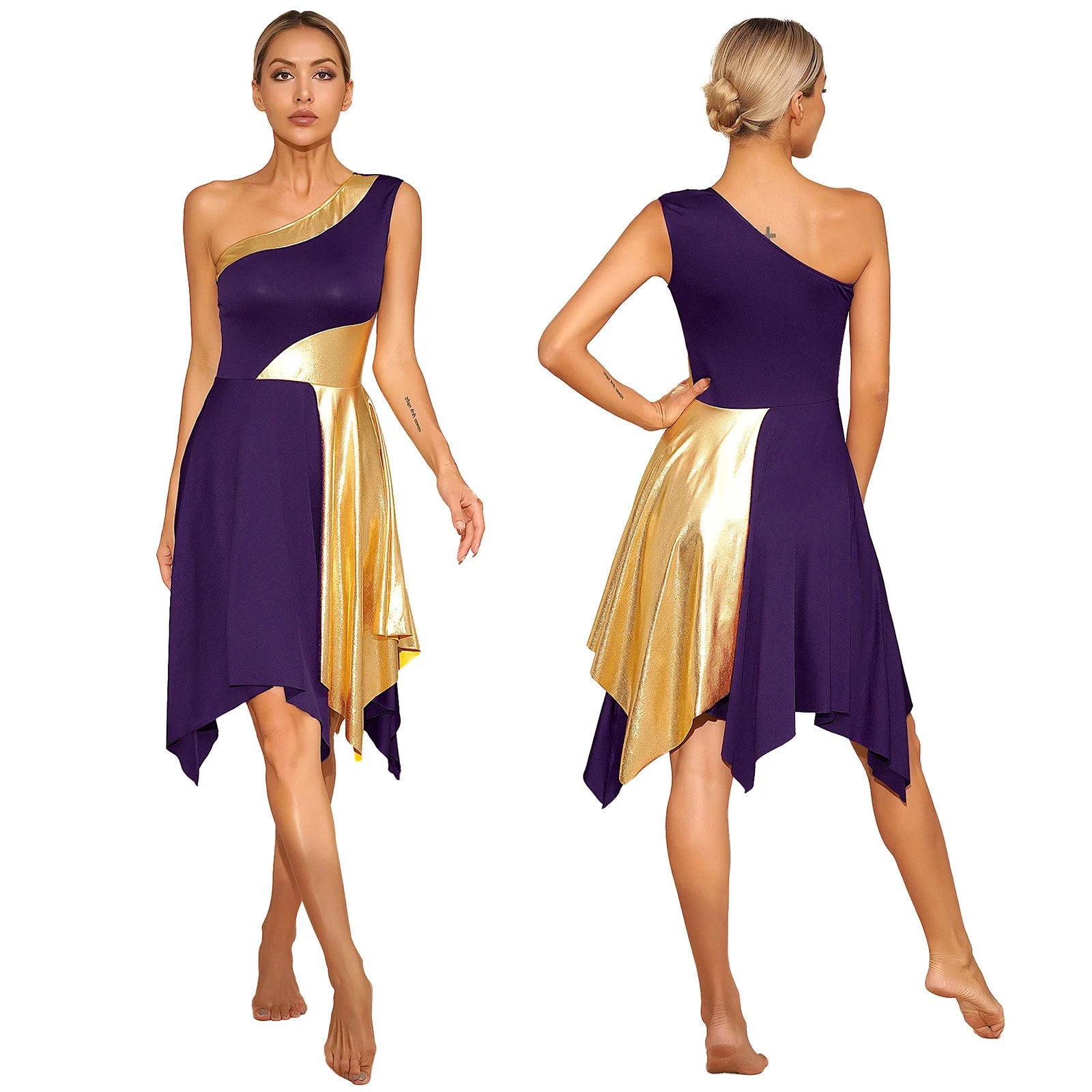 Women's One-Shoulder Lyrical Dance & Worship Performance Dress