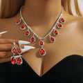 Women's Crystal Pendant Necklace & Dangle Earrings Set — Elegant Jewellery for Party & Wedding