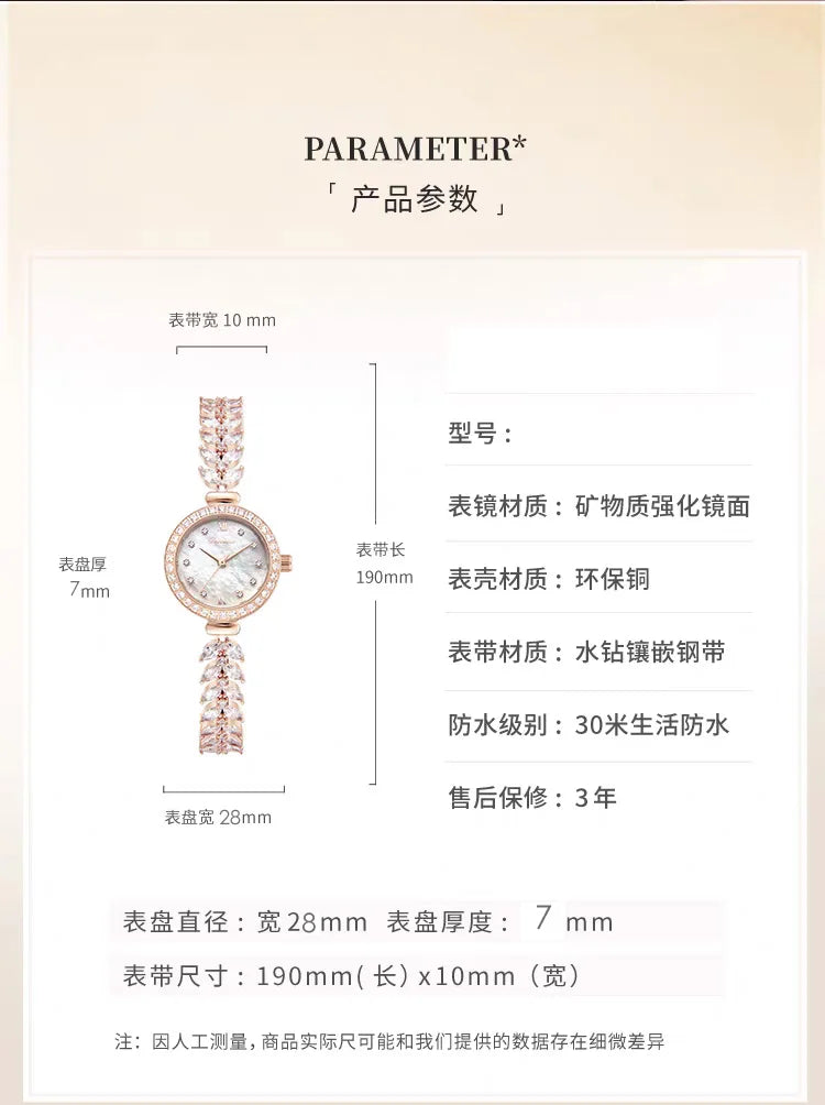 Women's Crystal Claw-Setting Bracelet Watch — Luxury Quartz Jewelry Wristwatch