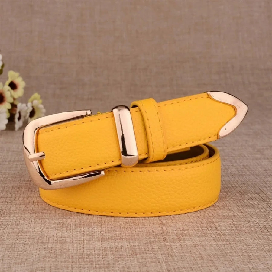 Women's Vintage Pin Buckle PU Leather Trouser Belt — Solid Casual Waistband