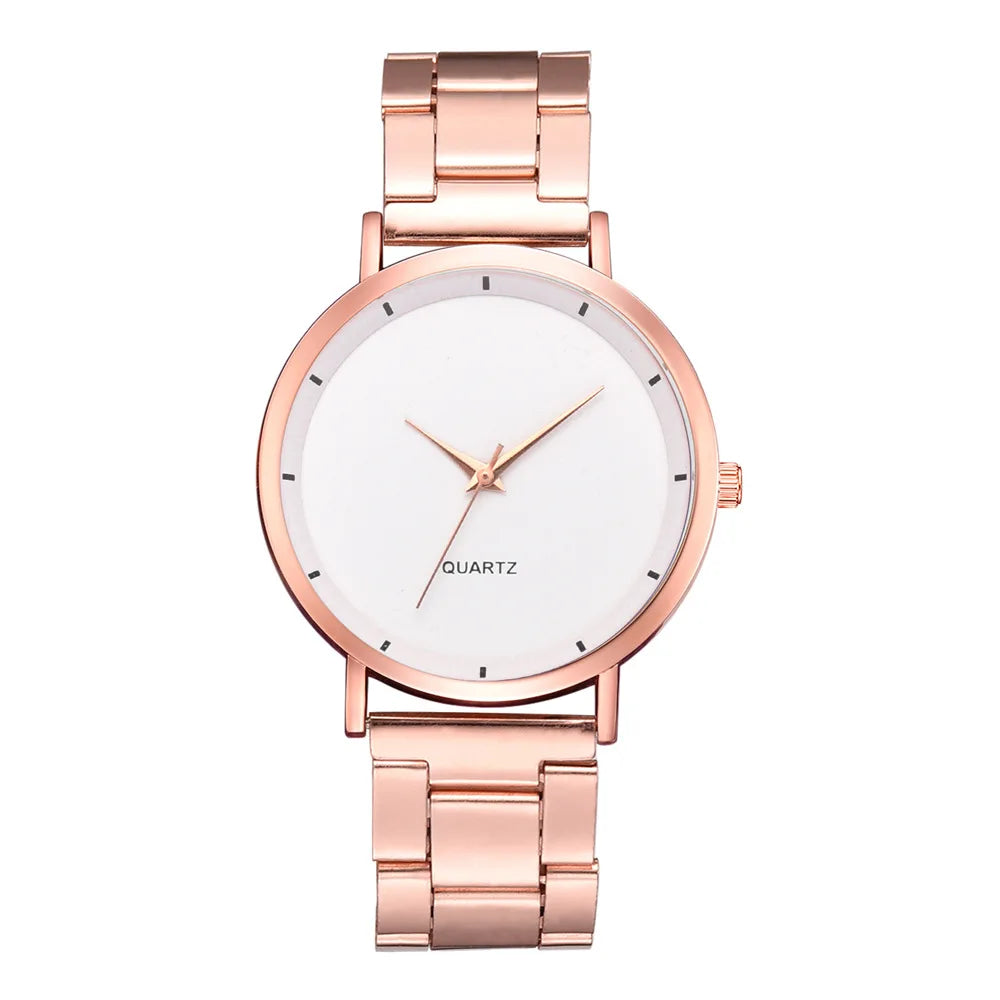 Women's Rose Gold Fashion Quartz Watch — Stainless Steel Business Wristwatch