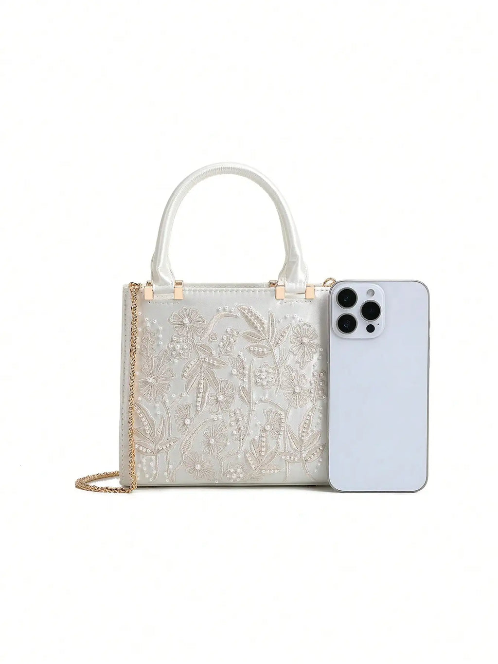 Women's Retro Floral Embroidery Square Bag — Chinese Folk Art Pearl Accent Crossbody