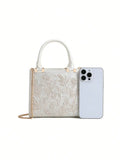 Women's Retro Floral Embroidery Square Bag — Chinese Folk Art Pearl Accent Crossbody
