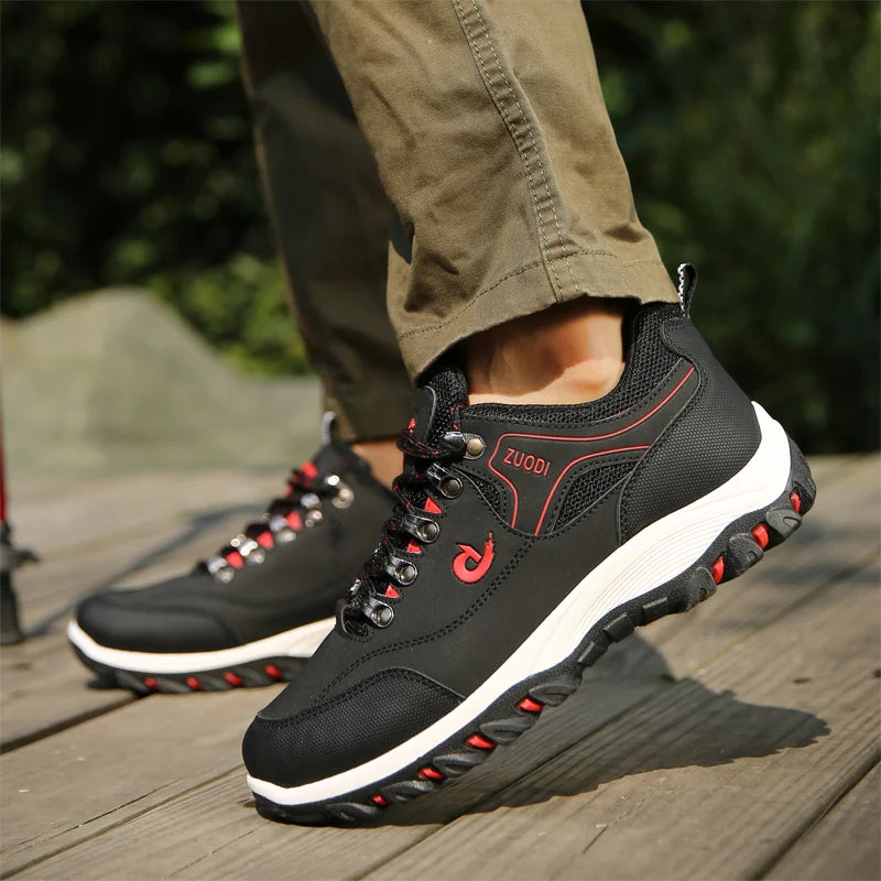 Men's Leather Casual Sport Sneakers — Lightweight Walking Shoes