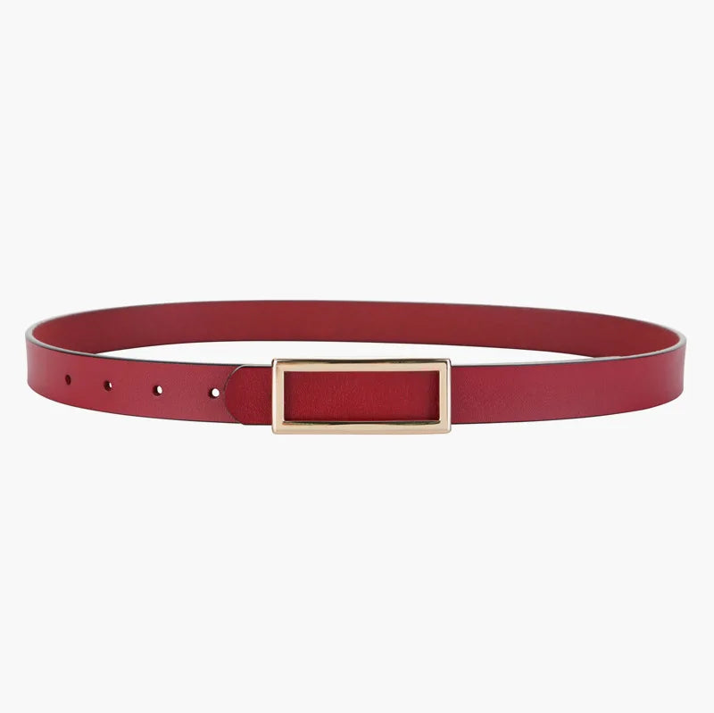 Women's Genuine Leather Belt — Metal Buckle Strap for Jeans & Dresses