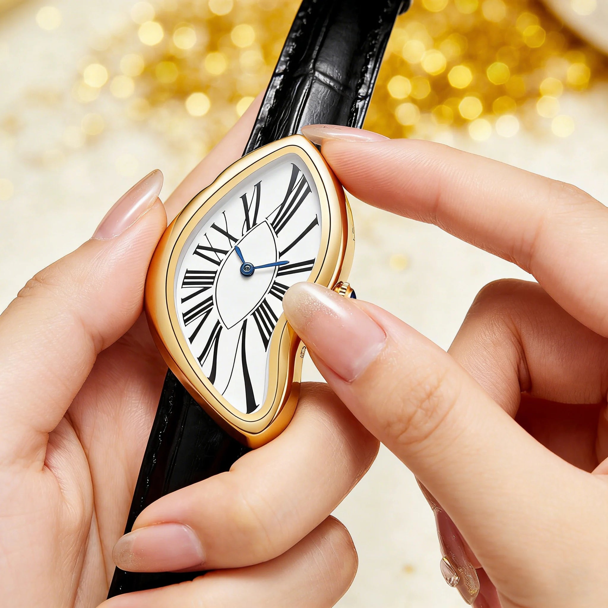 Women's Retro Y2K Irregular Quartz Watch — Creative Alloy Case Leather Strap