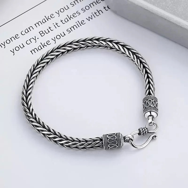 Men's 925 Sterling Silver Charm Bracelet — Vintage Wedding & Engagement Fashion Jewellery