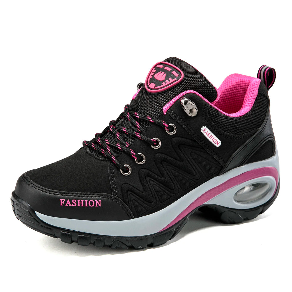 Women's Breathable Platform Sneakers — Lightweight Lace-Up Walking Shoes