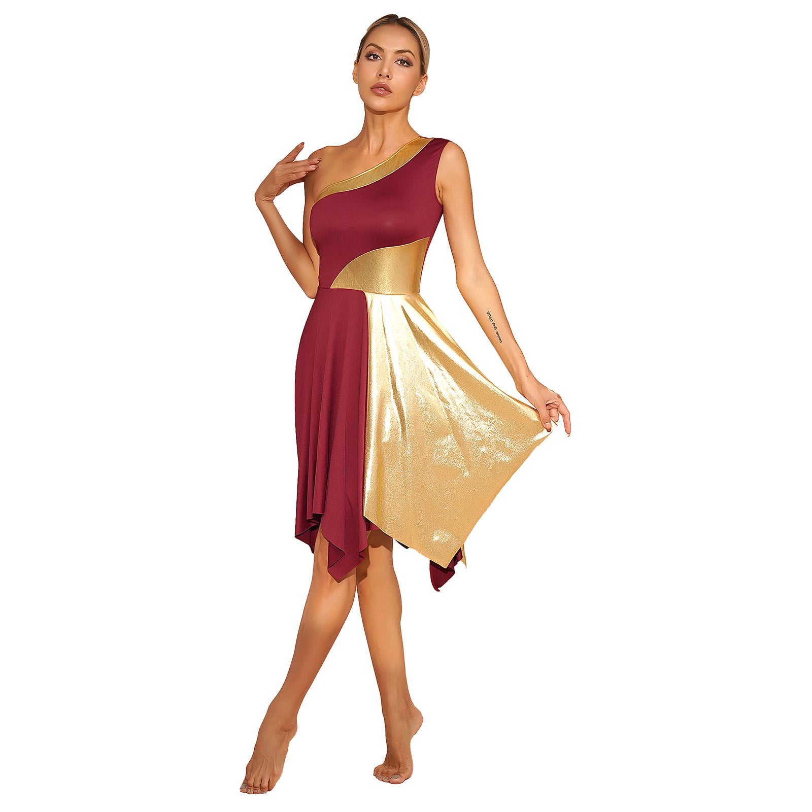 Women's One-Shoulder Lyrical Dance & Worship Performance Dress