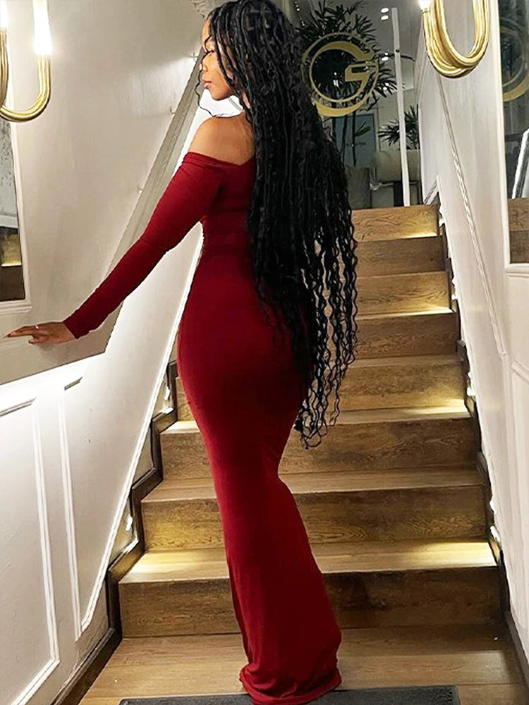Women's One-Shoulder Backless Knit Slim Club Dress