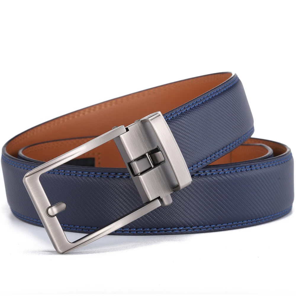 Men's Leather Belt — Automatic Buckle Carbon Fibre Pattern Luxury Strap