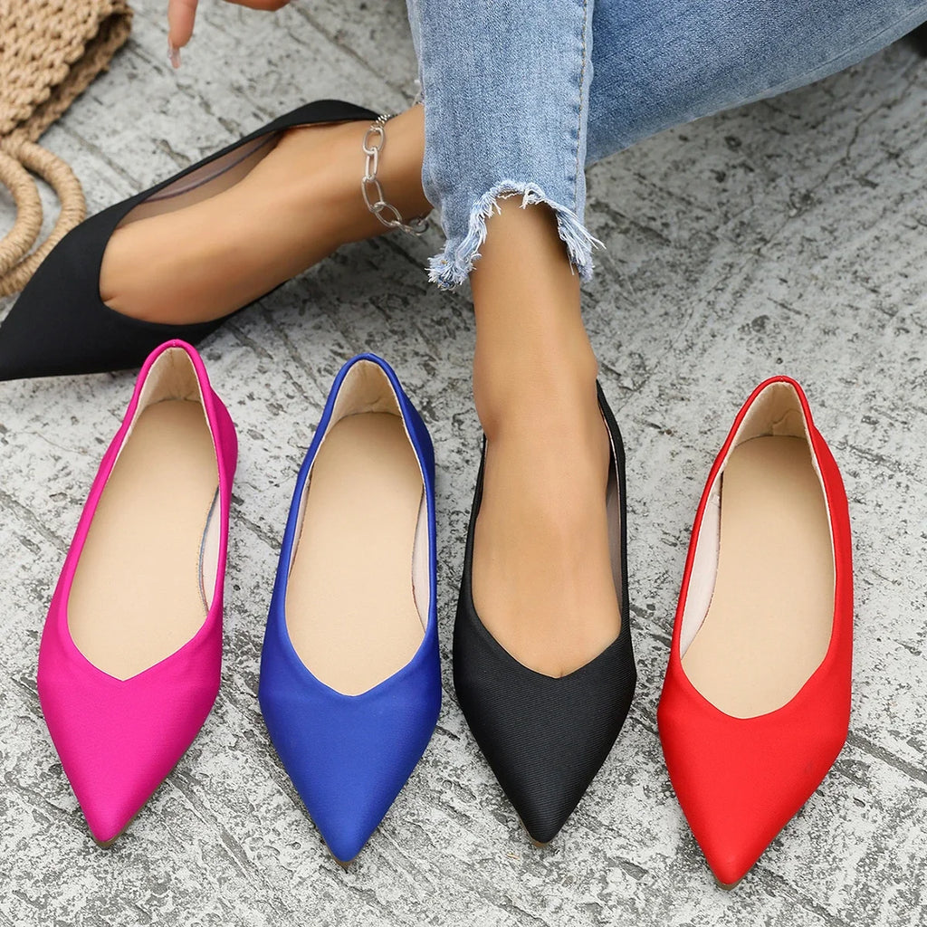 Women's Ballet Flat Slip-On Shoes — Lightweight Comfortable Work Shoes (Plus Size)