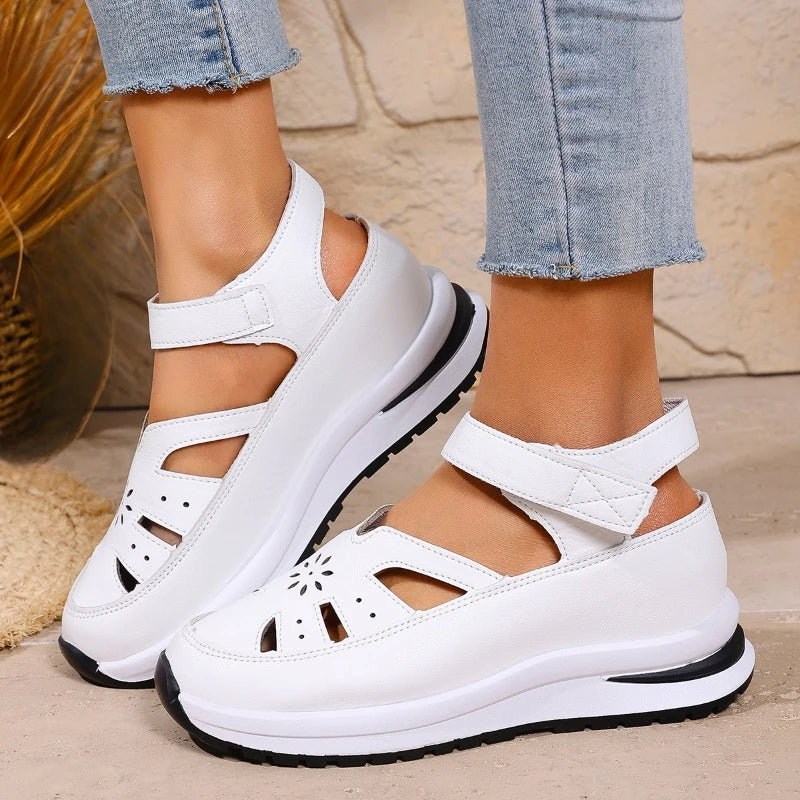 Women's Closed Toe Wedge Sandals — Buckle Strap Office & Career Summer Shoes