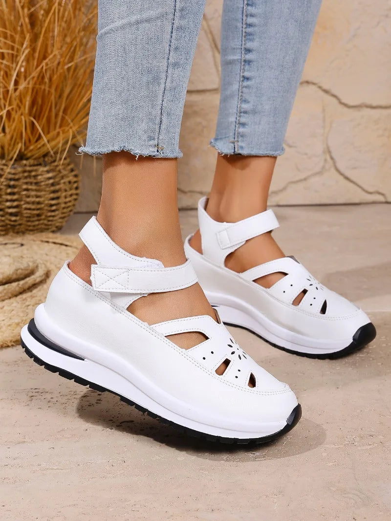 Women's Closed Toe Wedge Sandals — Buckle Strap Office & Career Summer Shoes