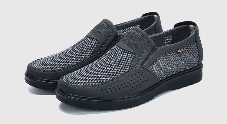Men's Breathable Mesh Chunky Sole Sneakers — Lightweight Slip-On