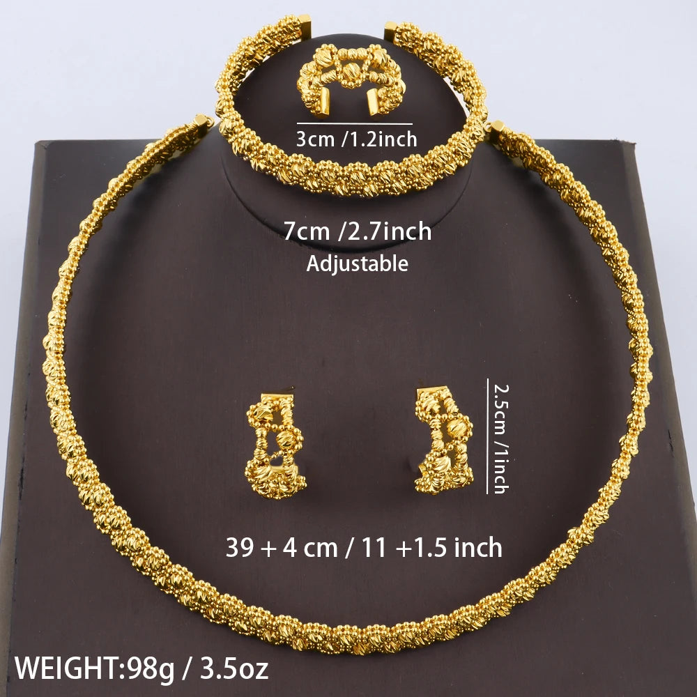 Women's Gold Plated Charm Jewellery Set — Necklace, Bracelet, Ring & Earrings for Party & Wedding