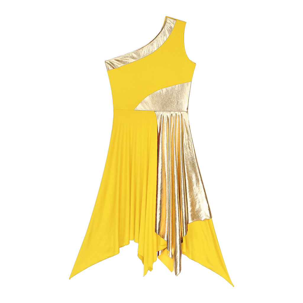 Women's One-Shoulder Lyrical Dance & Worship Performance Dress