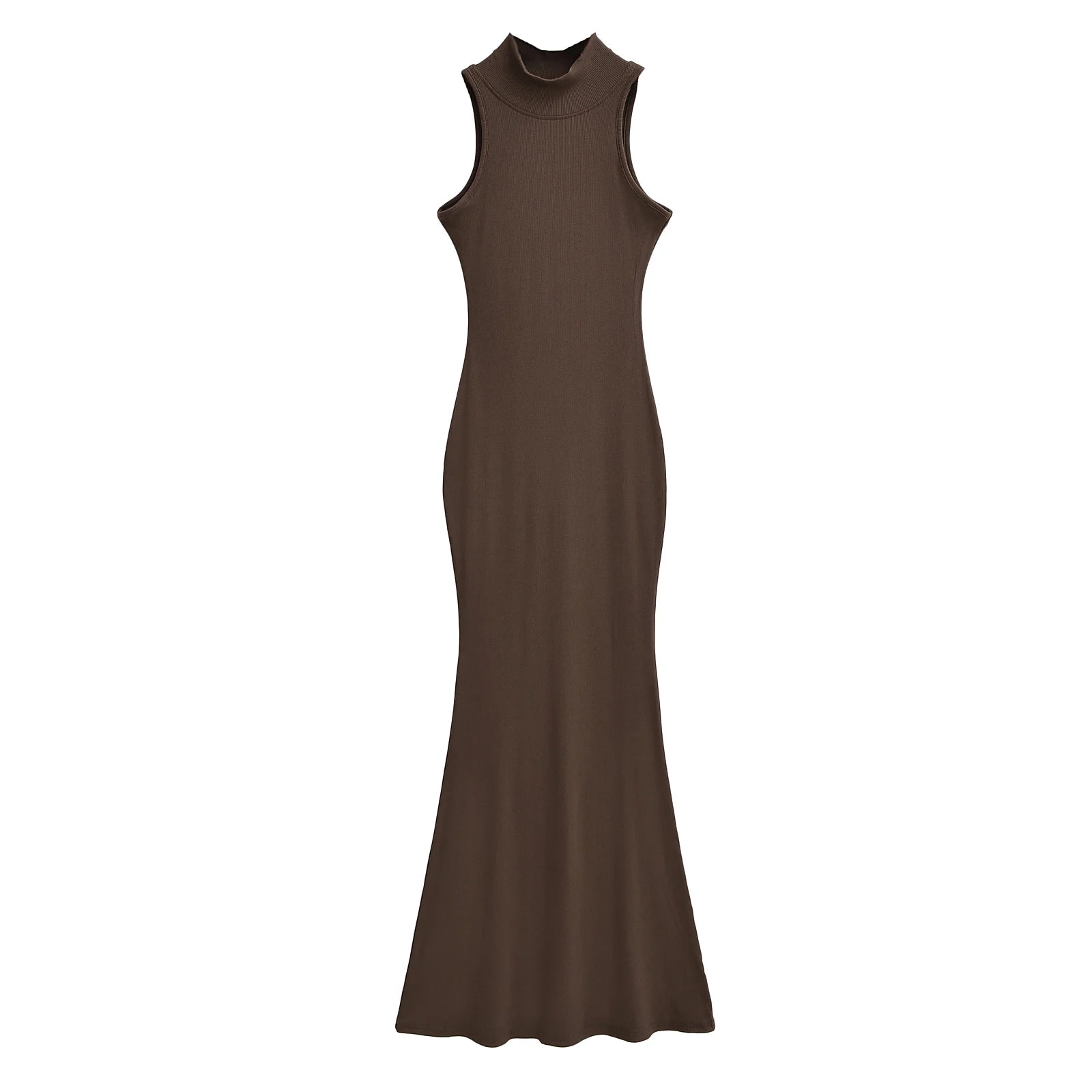 Women's Turtleneck Knit Bodycon Ankle-Length Maxi Dress