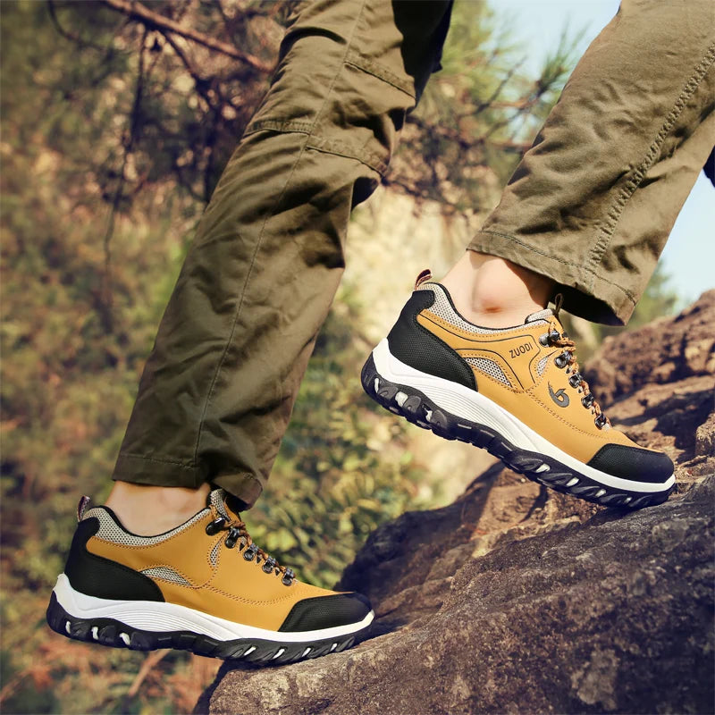 Men's Leather Casual Sport Sneakers — Lightweight Walking Shoes