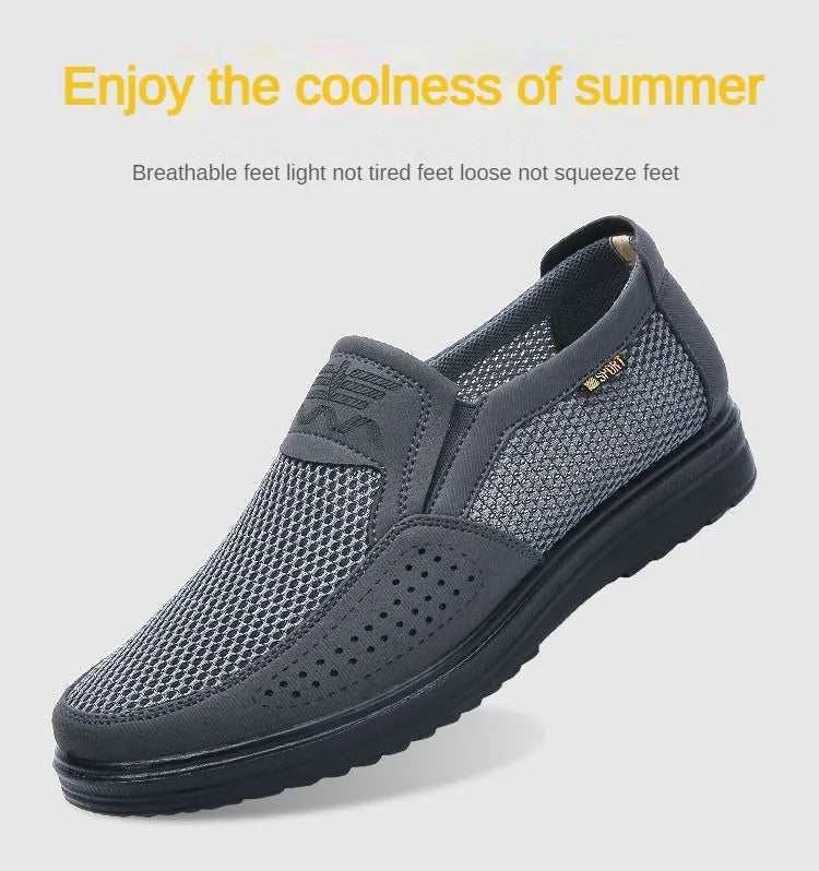 Men's Breathable Mesh Chunky Sole Sneakers — Lightweight Slip-On