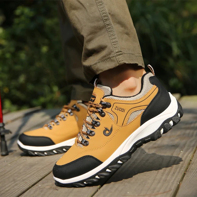 Men's Leather Casual Sport Sneakers — Lightweight Walking Shoes