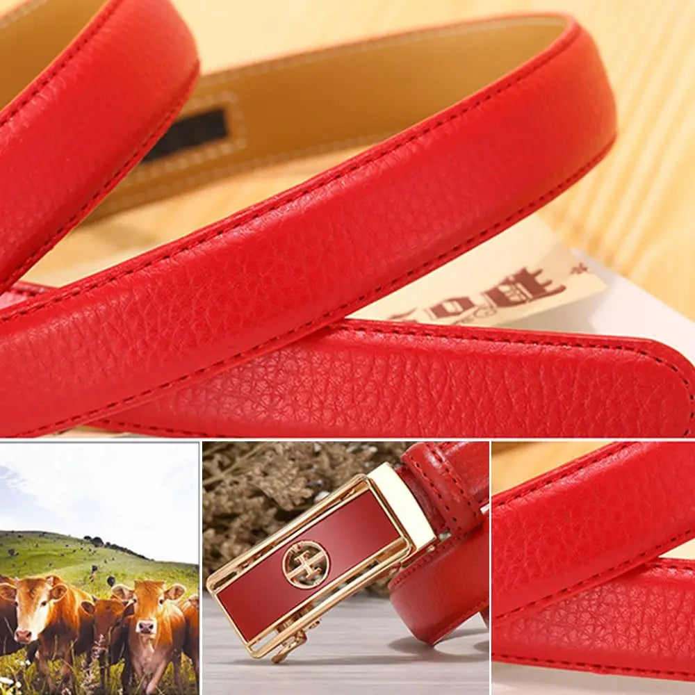 Women's Luxury Genuine Leather Belt — Automatic Buckle Waistband (105 cm)