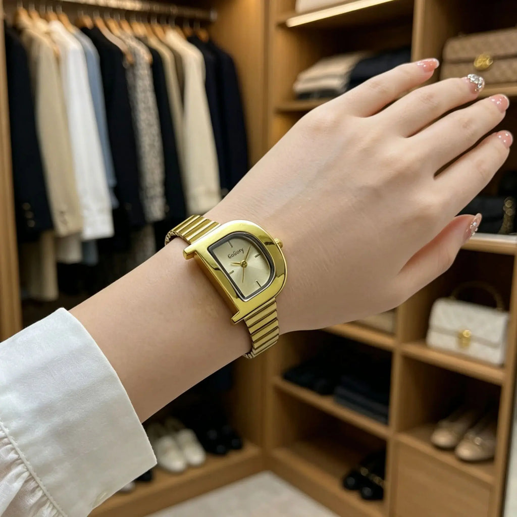 Women's Vintage D-Shaped Bamboo Knot Watch — Personalized Quartz Wristwatch