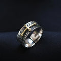 Men's Retro Two-Tone Cross Ring — Adjustable Copper Silver Plated Luxury Statement Ring