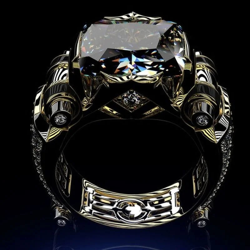 Men's Vintage Gothic Stainless Steel Ring — Gold Colour Fidget Cocktail Ring Indian Jewellery