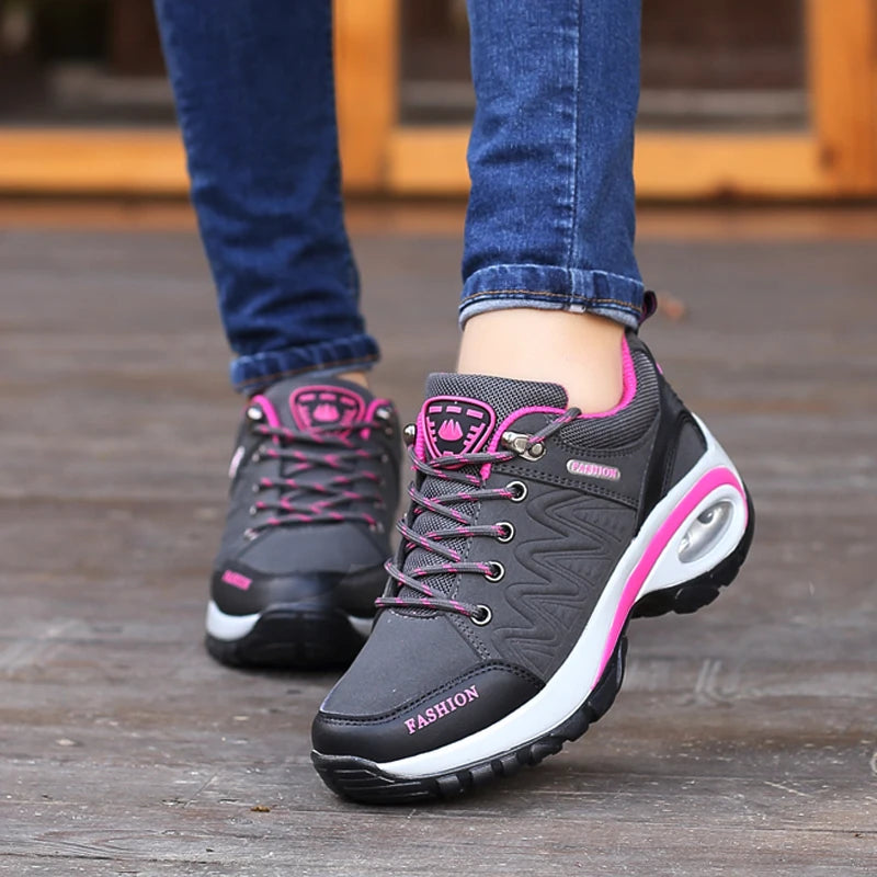 Women's Breathable Platform Sneakers — Lightweight Lace-Up Walking Shoes