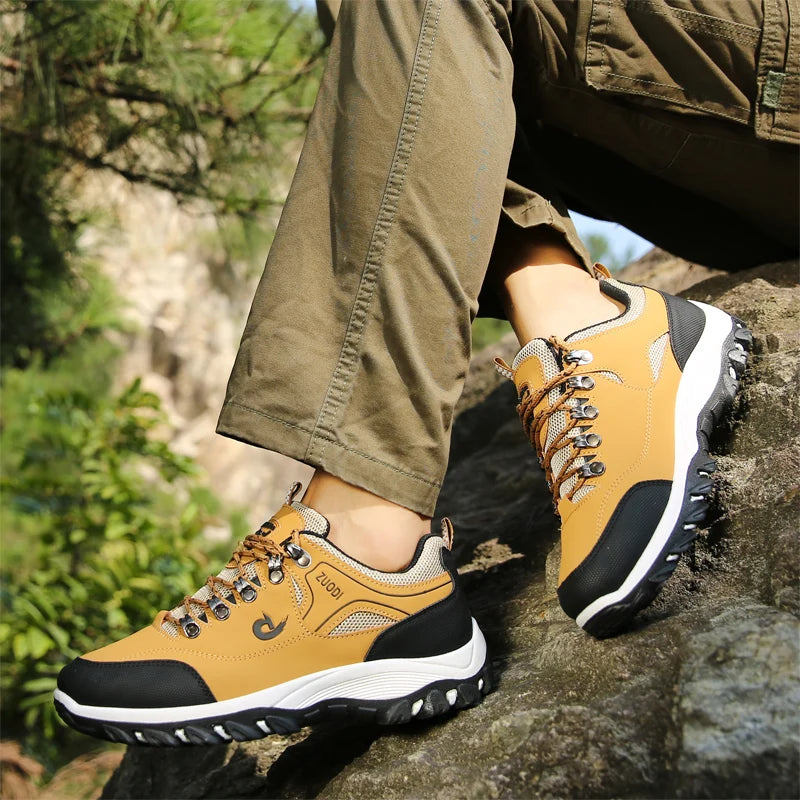 Men's Leather Casual Sport Sneakers — Lightweight Walking Shoes