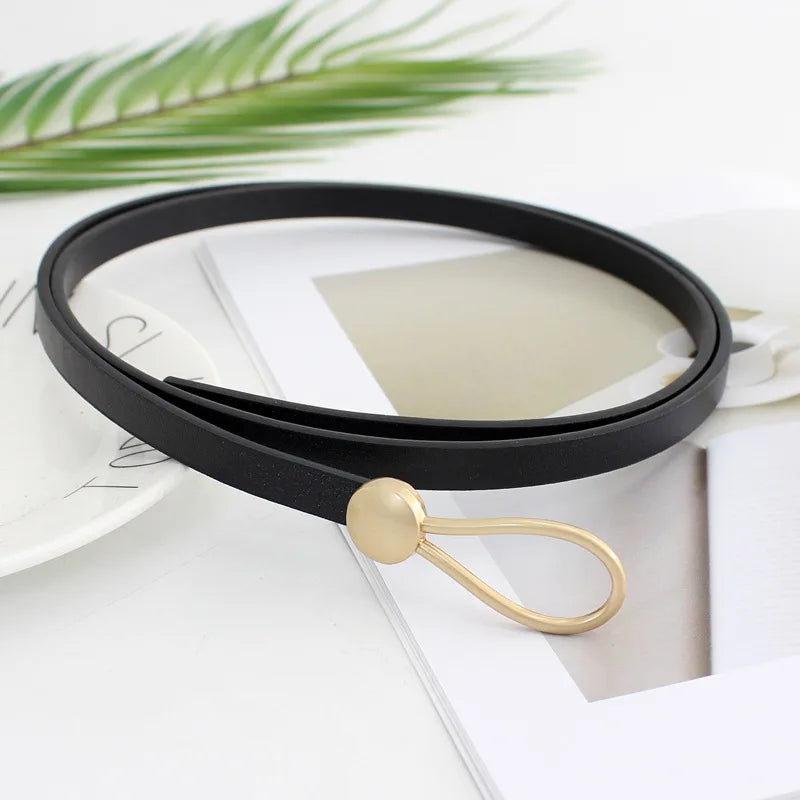 Women's Thin Bow Knotted Belt — Faux Leather Loop Strap Dress & Coat Waistband