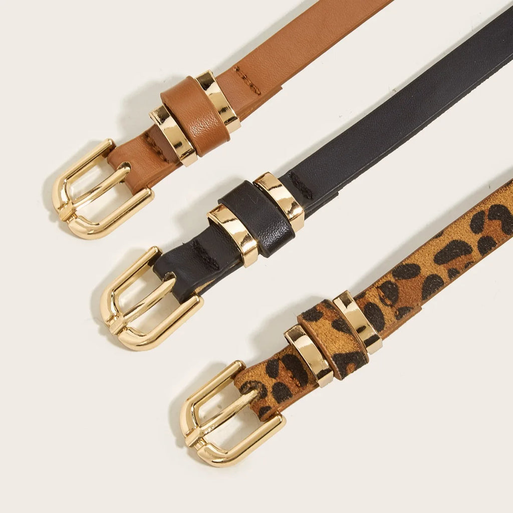 Women's Fashion Faux Leather Waist Belt — Solid Slim Strap for Dresses