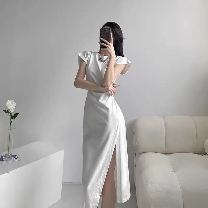 Women's Casual Y2K Asymmetrical Cotton Midi Dress