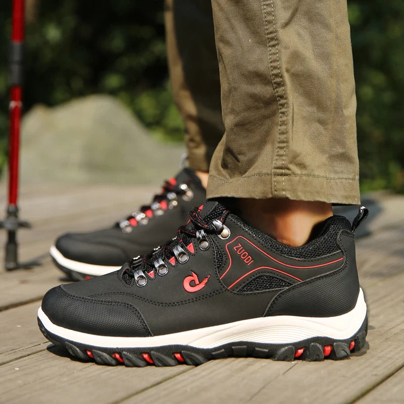 Men's Leather Casual Sport Sneakers — Lightweight Walking Shoes