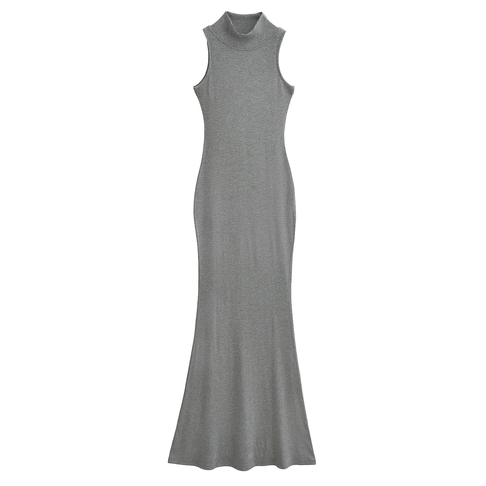 Women's Turtleneck Knit Bodycon Ankle-Length Maxi Dress