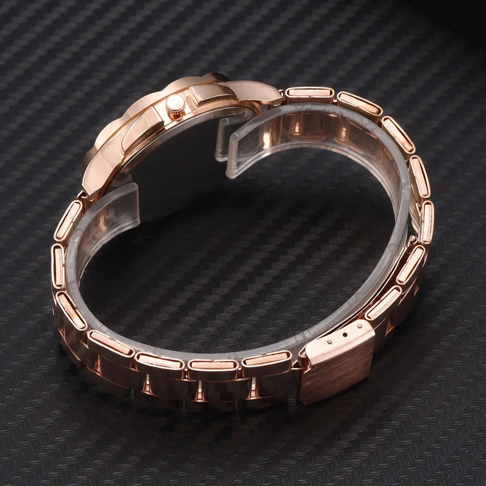 Women's Rose Gold Fashion Quartz Watch — Stainless Steel Business Wristwatch