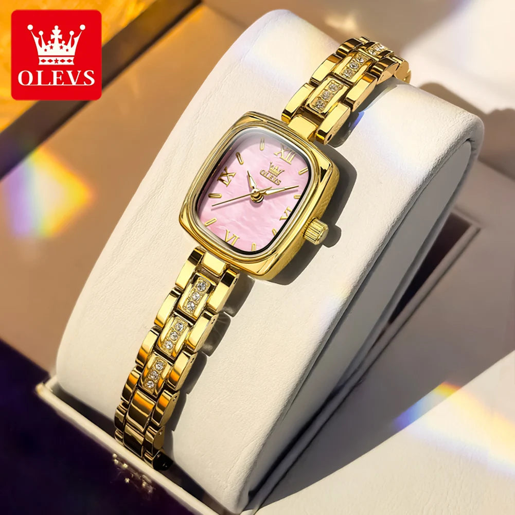 OLEVS Women's Luxury Square Bracelet Quartz Watch — Luminous Waterproof Dress Watch