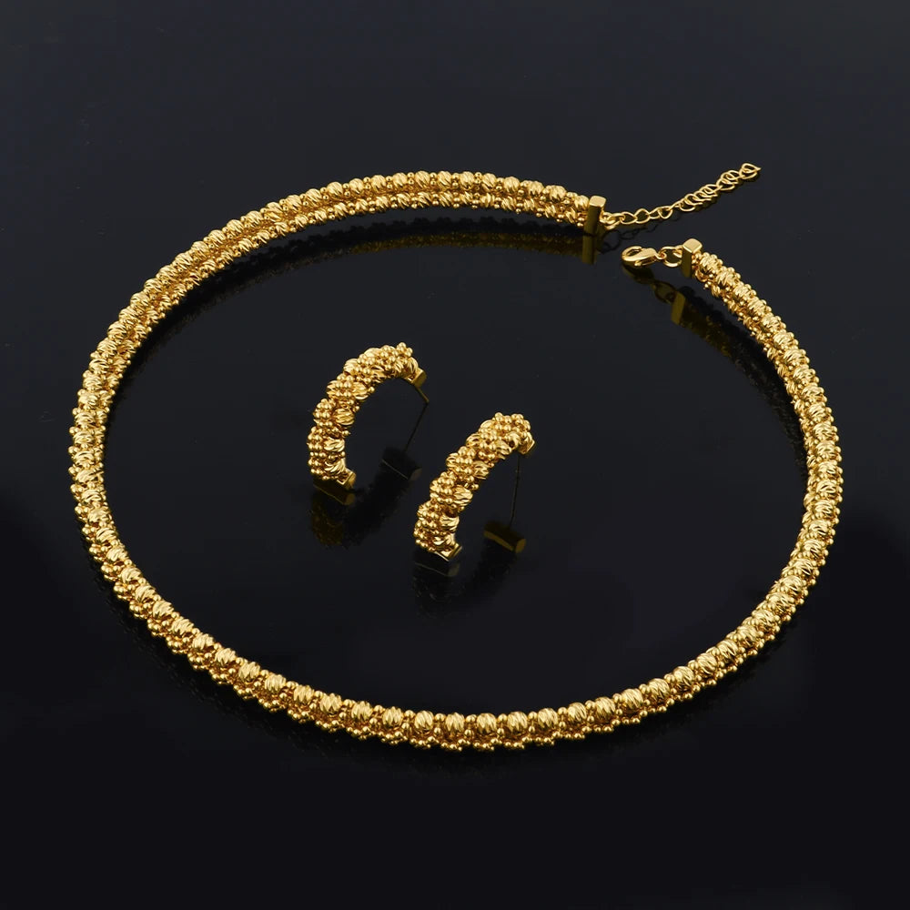 Women's Gold Plated Charm Jewellery Set — Necklace, Bracelet, Ring & Earrings for Party & Wedding