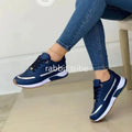 Women's Lace-Up Height-Increasing Sneakers — Mixed Colour Mid Heel Casual Shoes