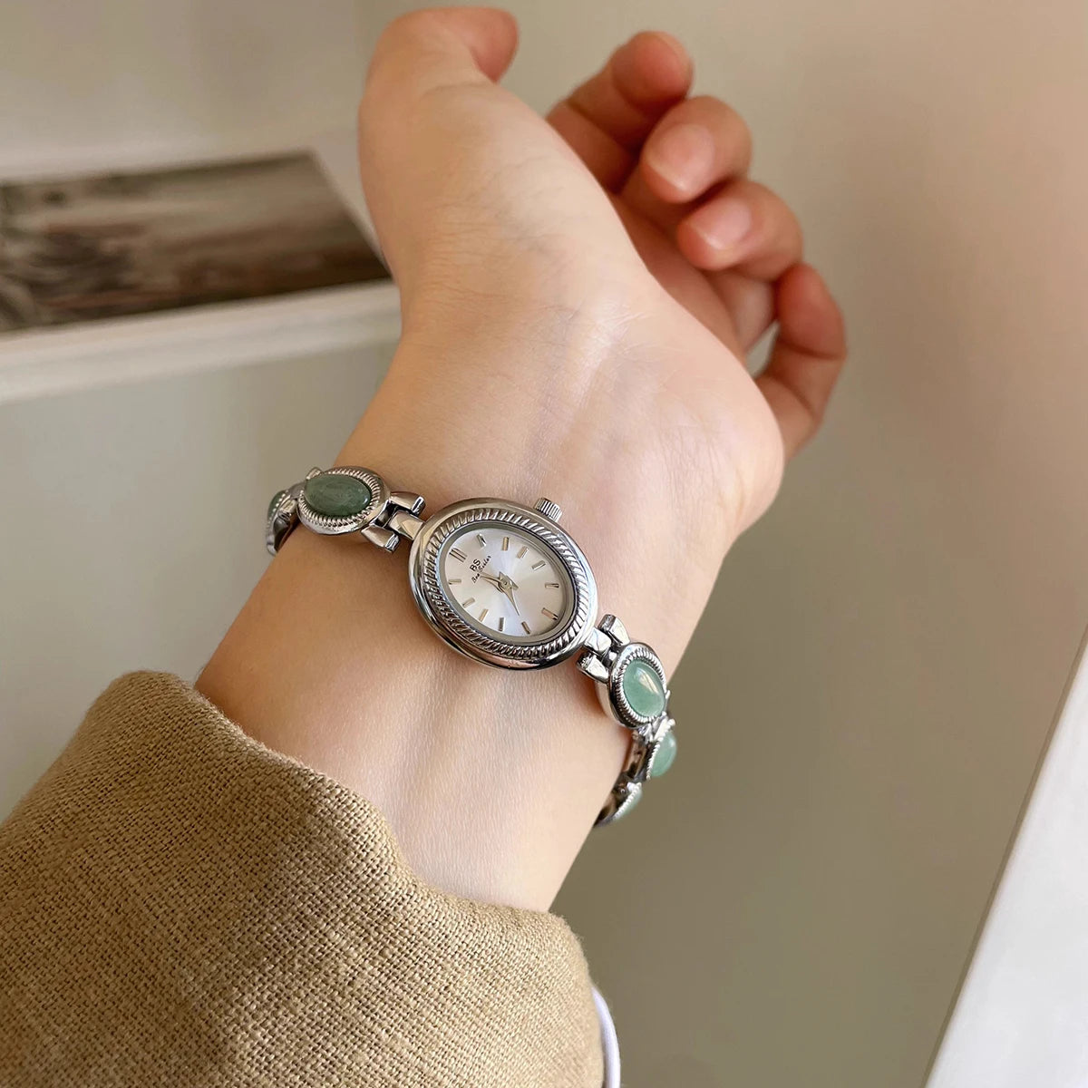 Women's Luxury Jade Green Jewelry Bracelet Watch — Quartz Dress Wristwatch