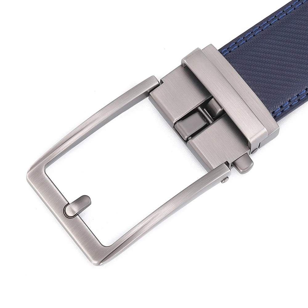 Men's Leather Belt — Automatic Buckle Carbon Fibre Pattern Luxury Strap
