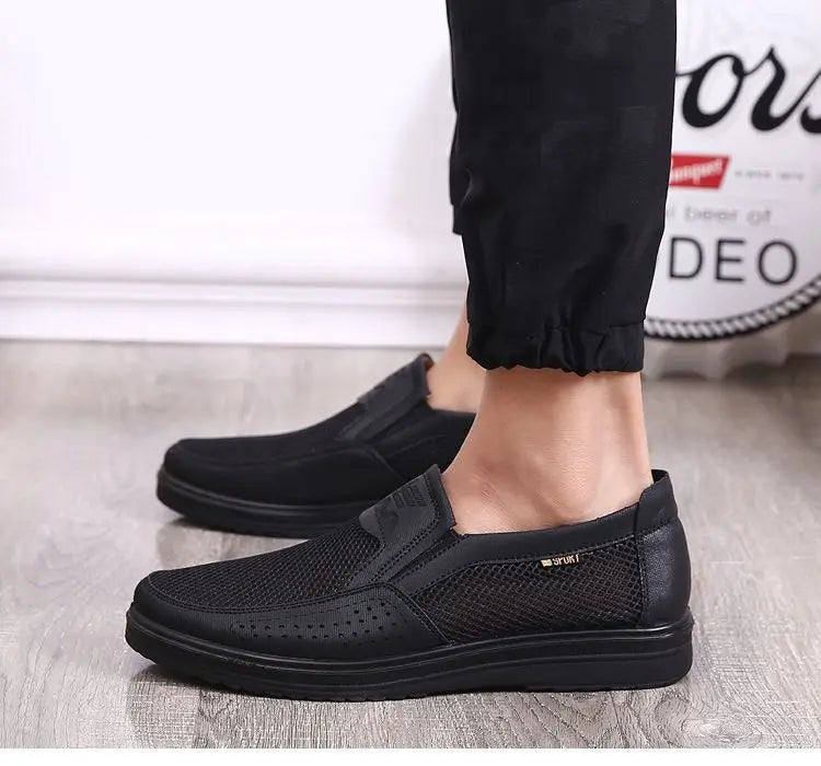 Men's Breathable Mesh Chunky Sole Sneakers — Lightweight Slip-On