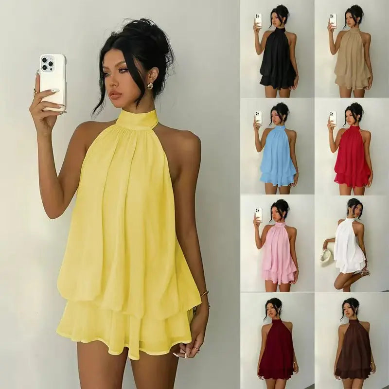Women's Sexy Backless Slim-Fit A-Line Beachwear Dress
