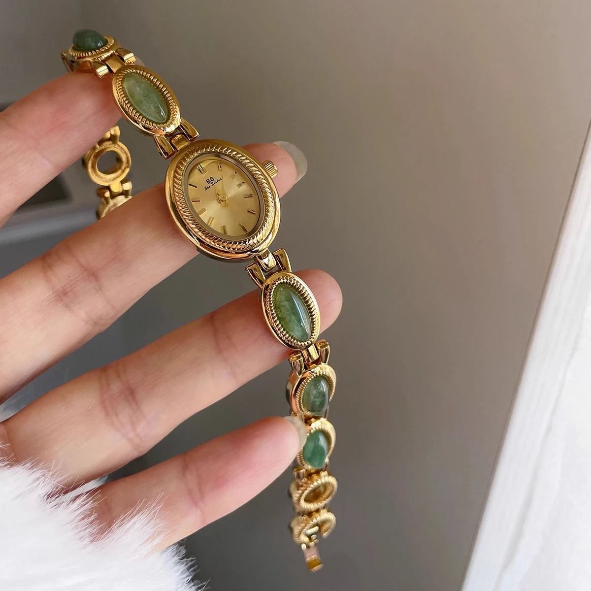 Women's Luxury Jade Green Jewelry Bracelet Watch — Quartz Dress Wristwatch