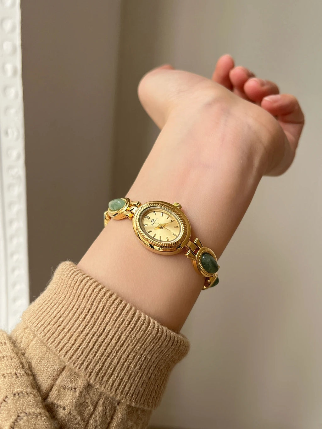 Women's Luxury Jade Green Jewelry Bracelet Watch — Quartz Dress Wristwatch