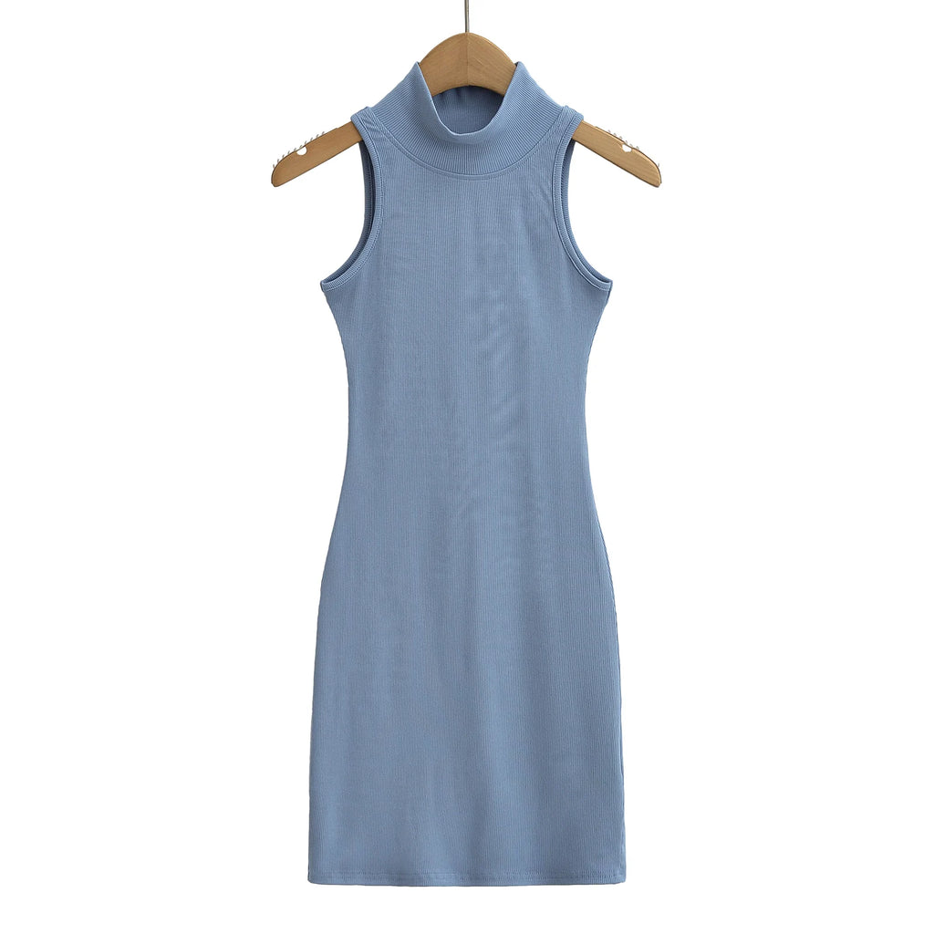 Women's Turtleneck Knit Bodycon Ankle-Length Maxi Dress