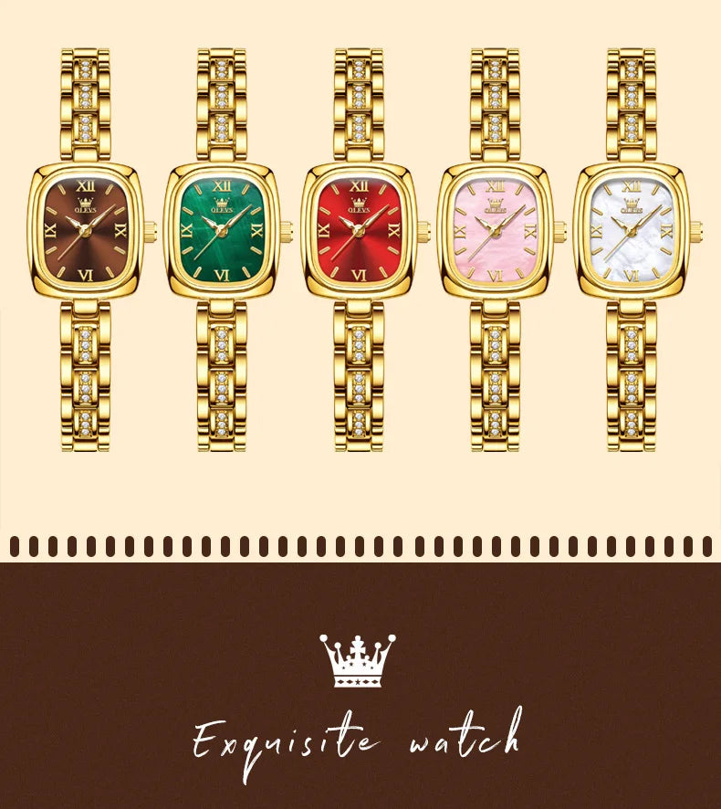 OLEVS Women's Luxury Square Bracelet Quartz Watch — Luminous Waterproof Dress Watch