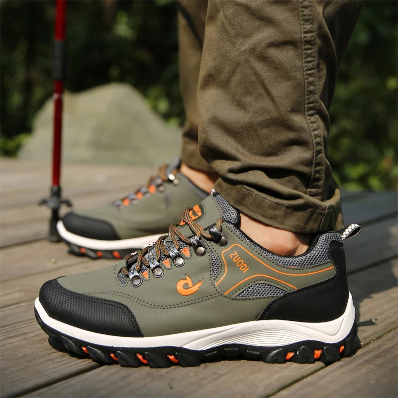 Men's Leather Casual Sport Sneakers — Lightweight Walking Shoes