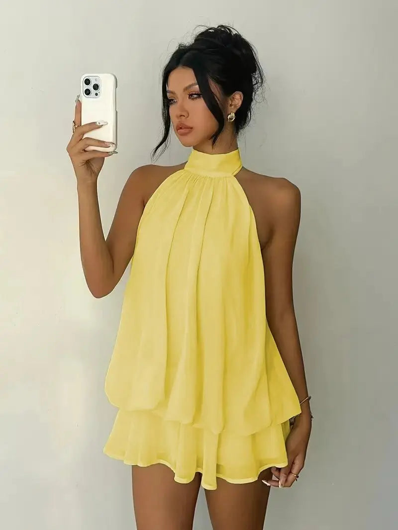 Women's Sexy Backless Slim-Fit A-Line Beachwear Dress